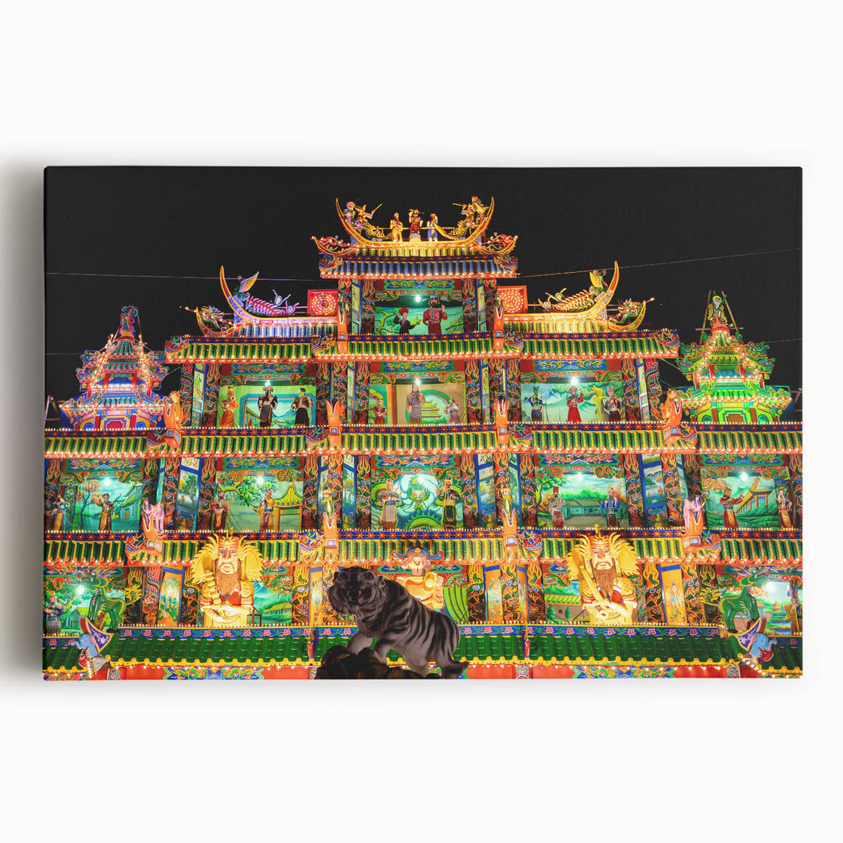 Black and white large art print of Taiwan scenery on stretched canvas, suitable for kitchen wall art.