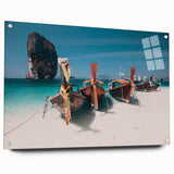 Acrylic print of a large abstract depiction of a Thai landscape in vibrant colors, ideal for dining room or bedroom decor.