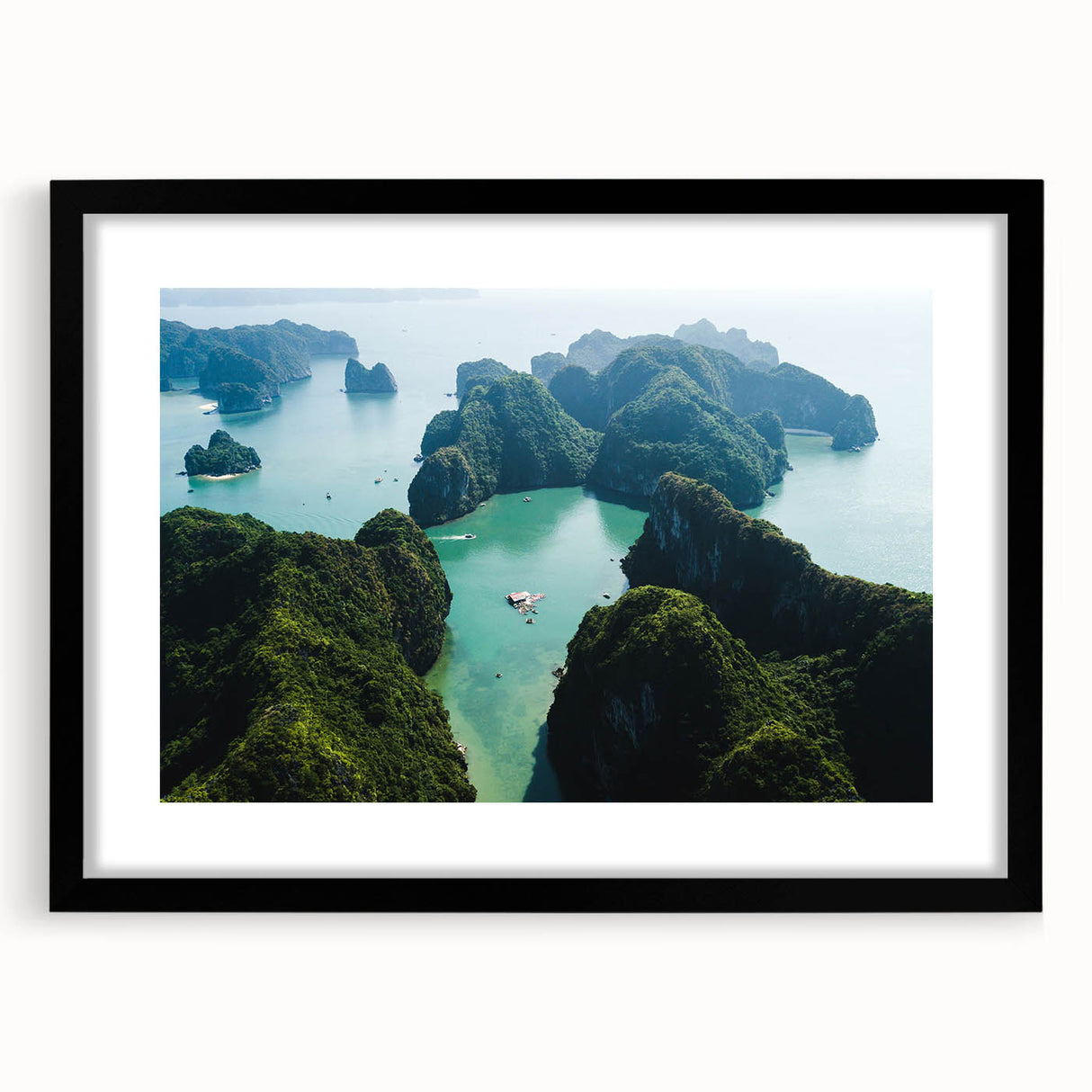 Extra large abstract art print of a vibrant, colorful Vietnamese landscape on textured canvas, ideal for living room decor.