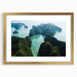 Extra large abstract art print of a textured Vietnamese landscape in gold frame, suited for living room decor.