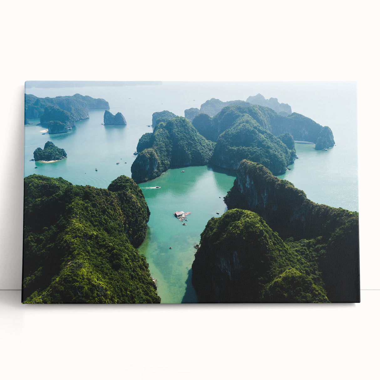 Black and white photograph of a Vietnamese landscape on stretched canvas, ideal for kitchen wall art or bedroom ambiance.
