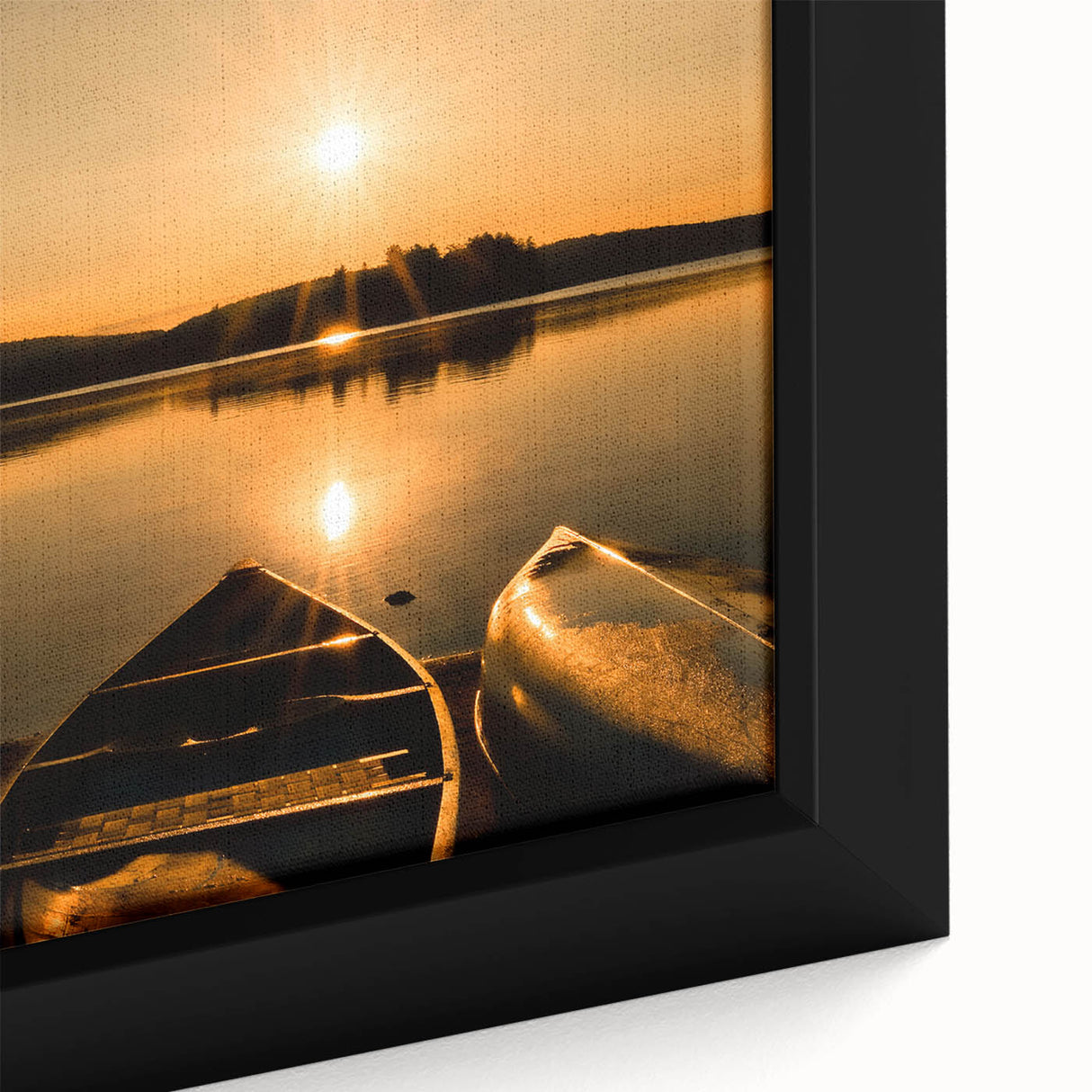 Close-up of a framed canvas featuring a textured depiction of Ontario, Canada scenery in black with colorful accents.
