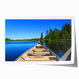 Rolled print of Quebec scenery with vibrant green landscapes and floral elements, ideal for dining room wall art.