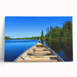 Black and white stretched canvas featuring a serene Quebec landscape, ideal for kitchen wall art or bedroom ambiance.