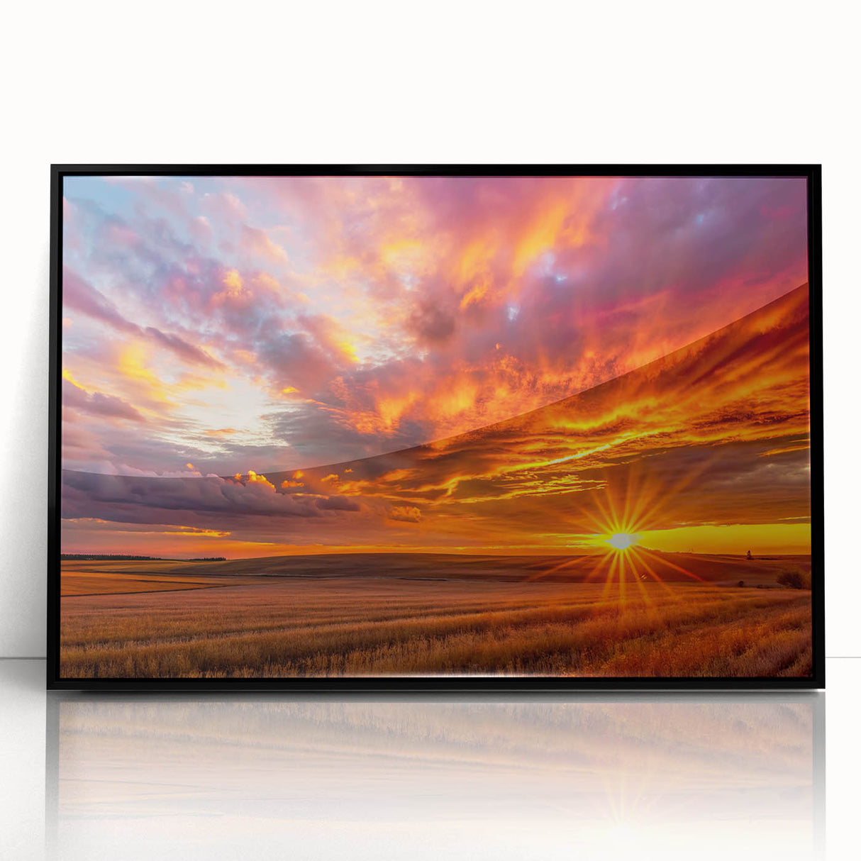 Large abstract wall art depicting Saskatchewan scenery in muted earth tones on a framed acrylic.