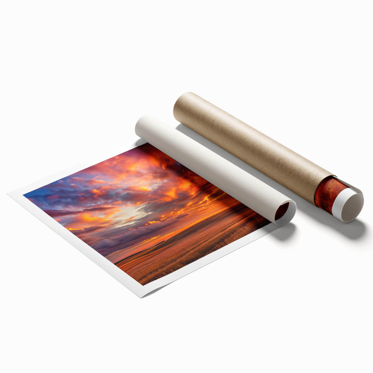 Pastel floral art of Saskatchewan scenery on rolled print, ideal for classy bathroom wall art.