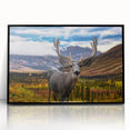 Large abstract wall art depicting Yukon scenery in muted earth tones on a framed acrylic, ideal for modern living room decor.