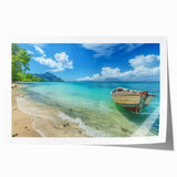 Extra large rolled print of Aruba scenery with vibrant ocean and sky colors, ideal for art wall dining room.