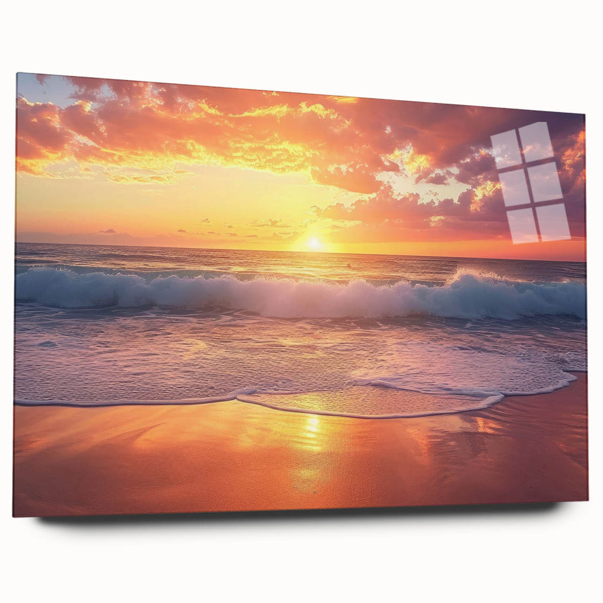 Large abstract wall art depicting Caribbean scenery on acrylic glass, ideal for bedroom or dining room decor.