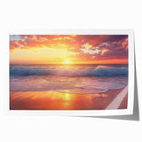 Extra large rolled print of a Caribbean beach scene in pastel blue and pink tones, suitable for art wall dining room.