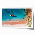 Extra large rolled print of a Caribbean scenery with vibrant floral elements, ideal for art wall dining room.