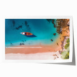 Extra large rolled print of a Caribbean scenery with vibrant floral elements, ideal for art wall dining room.
