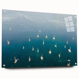 Acrylic print of a Caribbean Martinique scenery with vibrant blue and green tones, ideal for dining room decor.