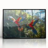 Large abstract wall art depicting a vibrant Costa Rican landscape, framed in black acrylic, ideal for modern art wall decor.