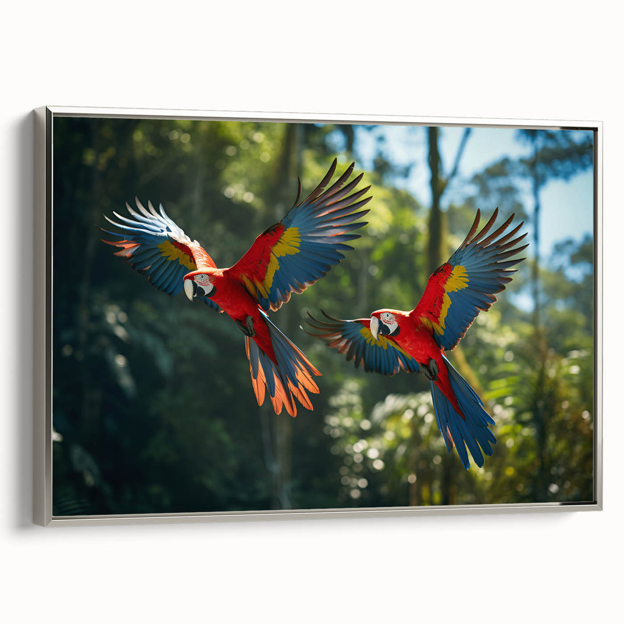 Framed canvas featuring a vintage-style landscape painting of a Costa Rican scenery in vibrant colors.