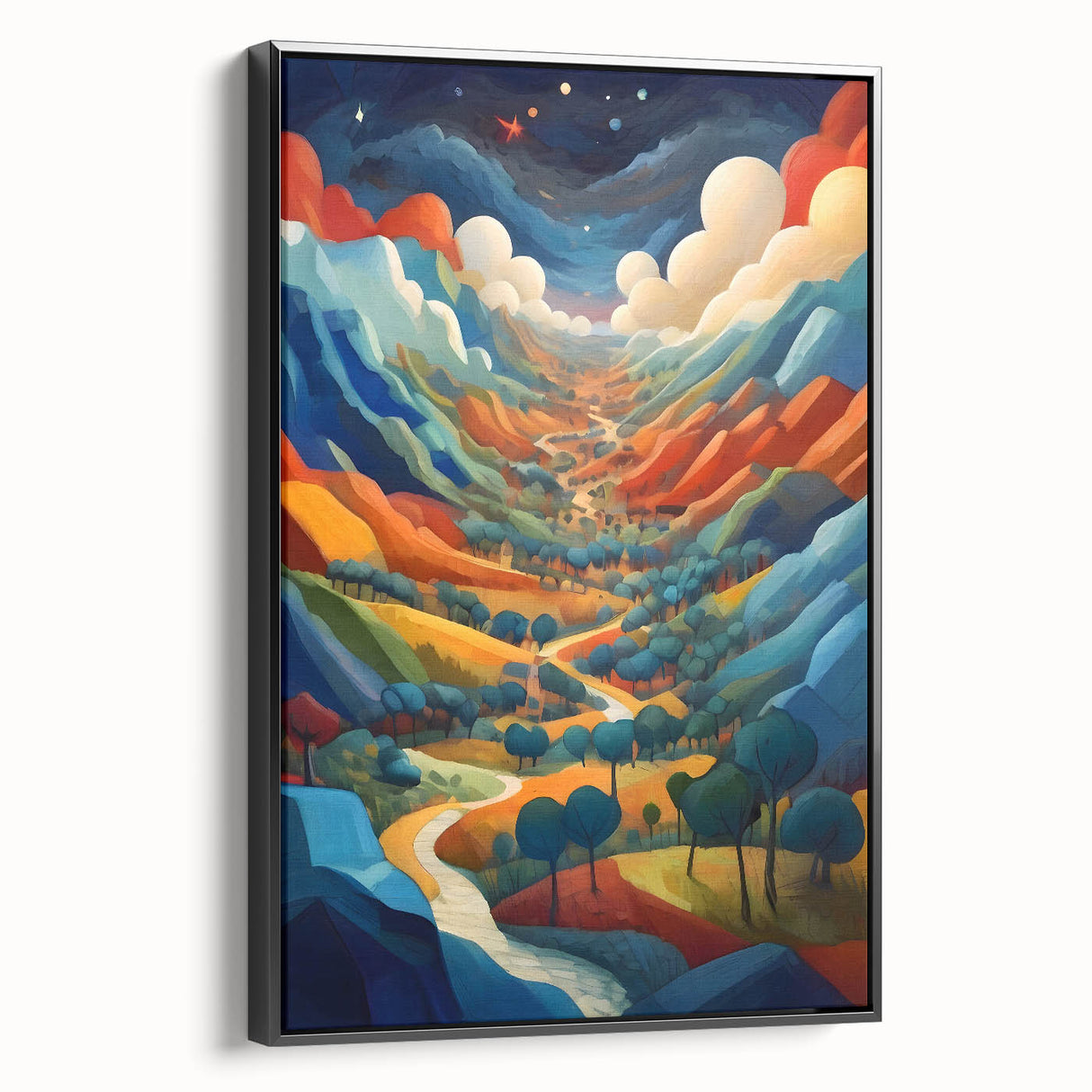 Black and white framed canvas depicting a vintage-style El Salvador landscape, ideal for bedroom wall art.