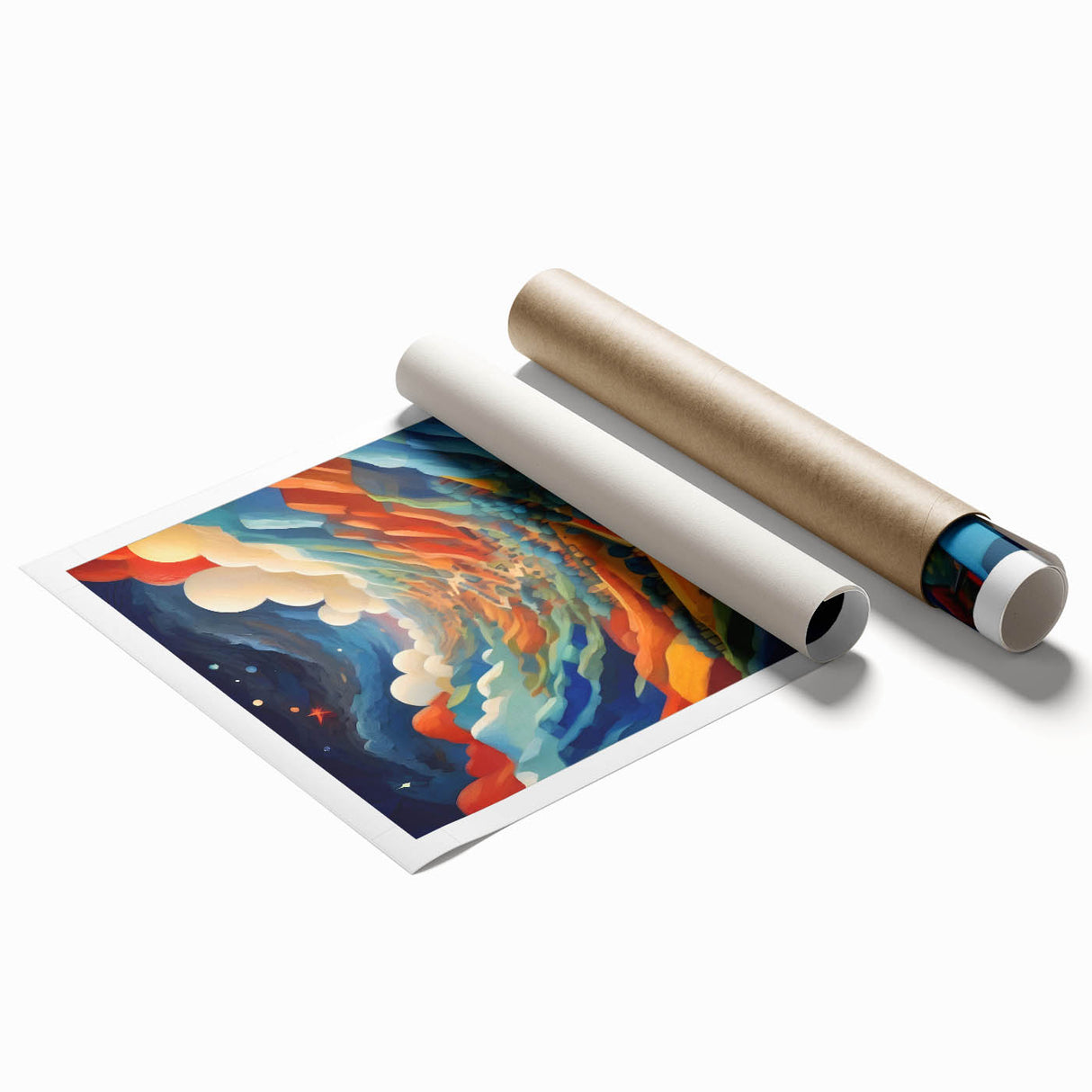 Extra large rolled print of a vibrant Salvadoran landscape with lush greenery and florals.