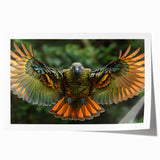 Rolled print of a Guatemalan landscape featuring vivid greenery and floral elements, ideal for dining room wall art.