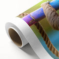 Art Deco style poster of a Central American landscape on rolled canvas, featuring soft pastel colors.