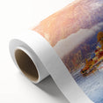 Art Deco poster of a serene Austrian landscape in soft pastel shades on rolled canvas, ideal for nursery wall art.