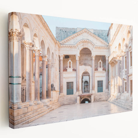 Large canvas art depicting a scenic Croatian landscape, with lush greenery and a serene lake, ideal for kitchen wall decor.