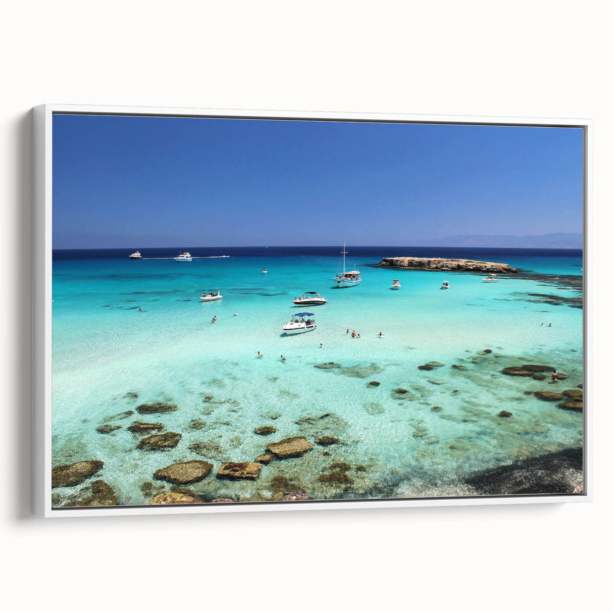 Framed canvas featuring a vintage-style landscape painting of a European countryside in muted earth tones.