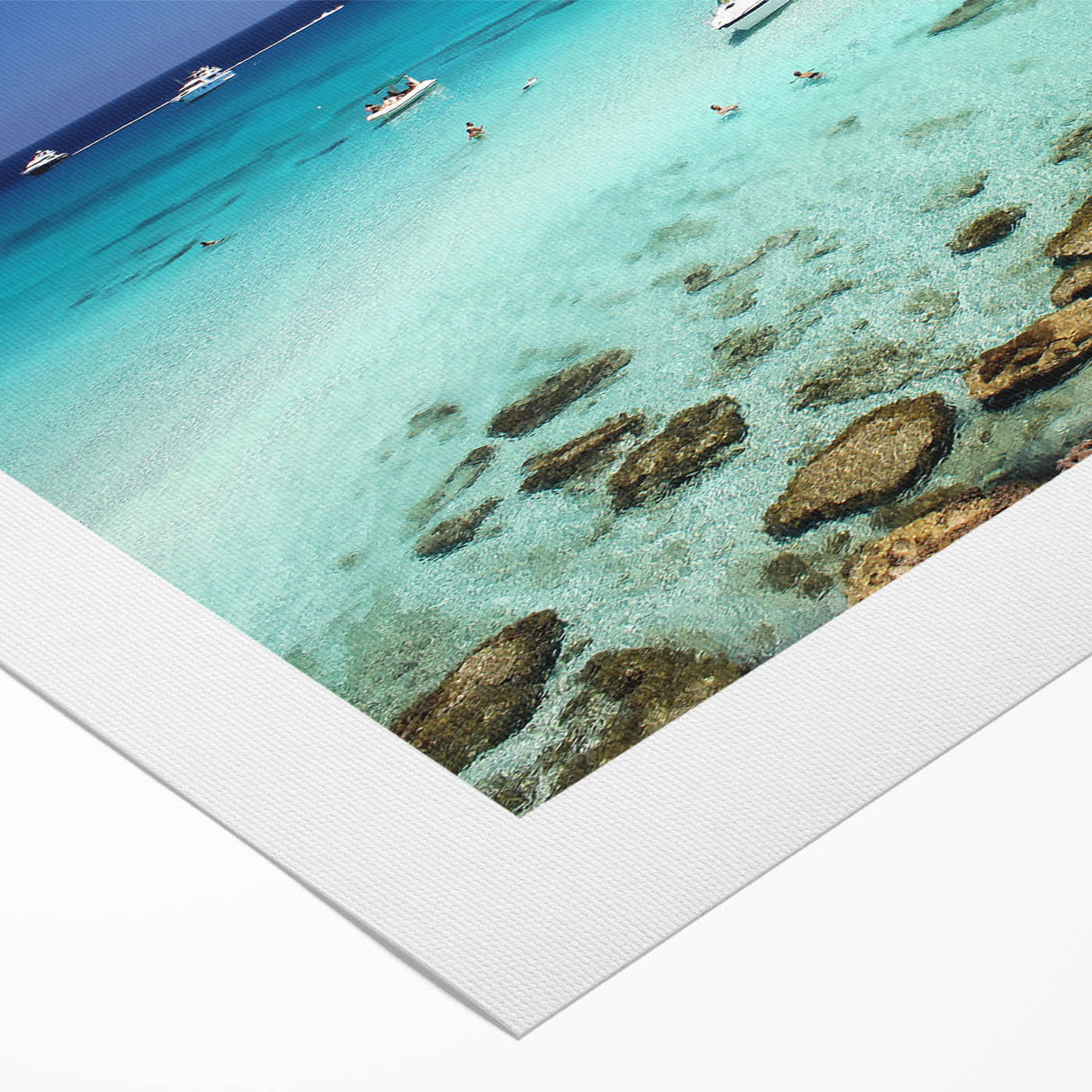 Art deco poster featuring a serene European Cyprus landscape in muted earth tones on rolled canvas.