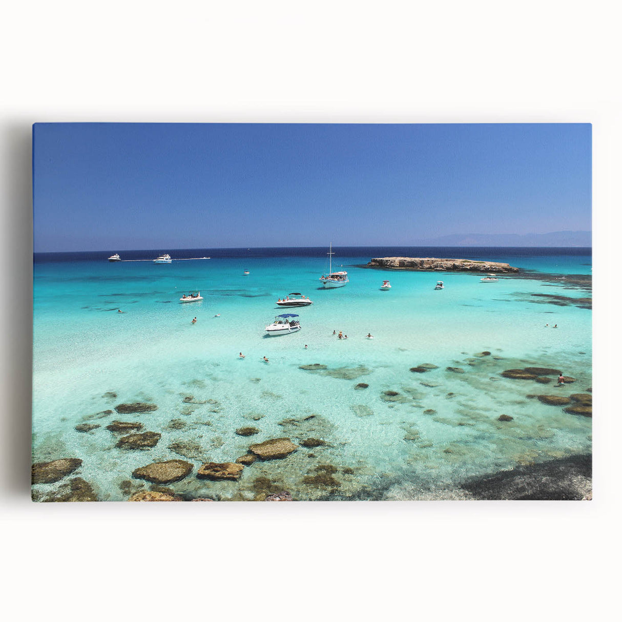 Black and white photograph of a European street scene on stretched canvas, ideal for kitchen wall art.