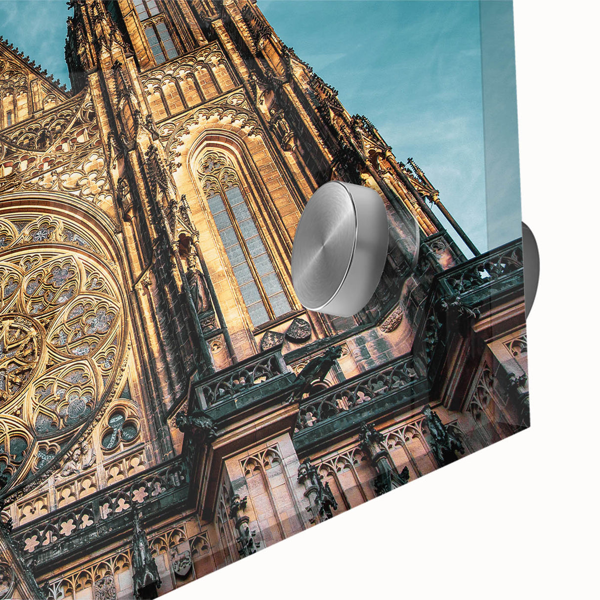 Large abstract depiction of Prague in muted earth tones on acrylic glass, suitable as mid-century modernist dining room art.