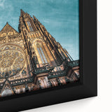 Textured black wall art depicting Prague scenery on a framed canvas, with vibrant colors, ideal for living room decor.