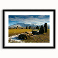Extra large abstract art print of colorful, textured scenery depicting Cumbria, England, in a black frame.