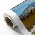 Art Deco poster of Cumbria, England, featuring soft pastel hues on rolled canvas, ideal for nursery wall art.