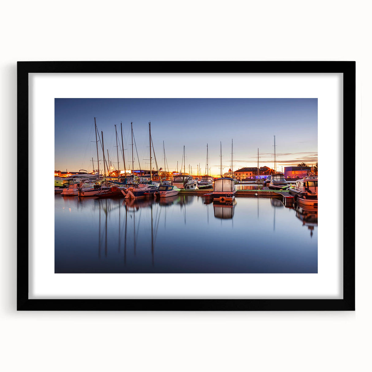 Abstract art print of a vibrant European scenery in blues and greens on a textured, extra large canvas.