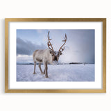 Abstract art print of a European landscape in muted earth tones, framed in gold, ideal for dining room decor.