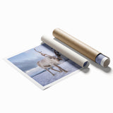 Extra large rolled print of a serene Finnish landscape in muted green and blue tones, ideal for classy bathroom wall art.