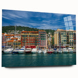 Acrylic print of a large abstract depiction of Nice, France in muted blue and gray tones.