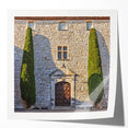 Scenic Provence landscape with lavender fields in muted purple and green tones on a rolled print.