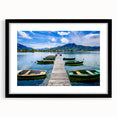 Extra large abstract art print of a vibrant, colorful Bavarian landscape on textured canvas, framed in black.