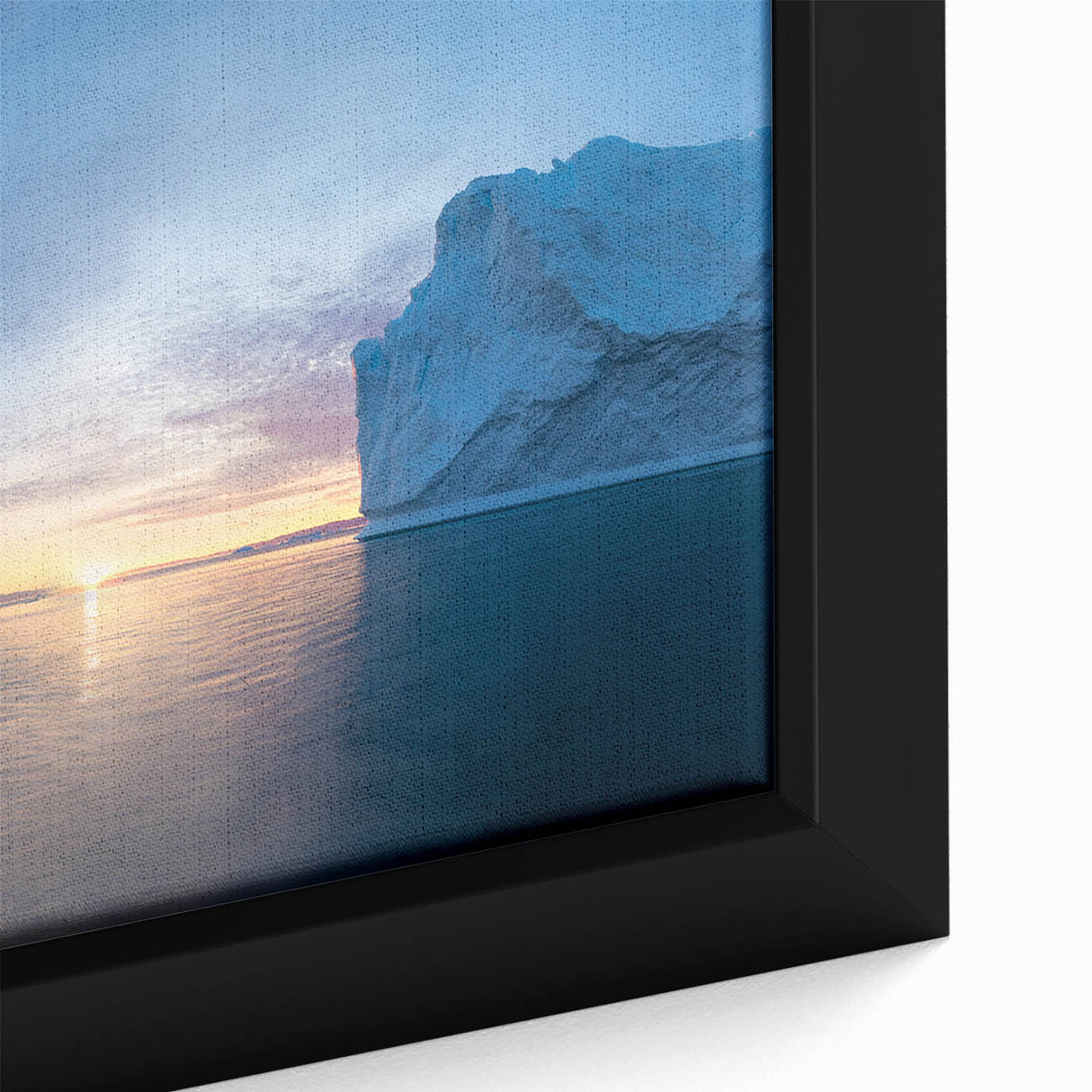 Extra large framed canvas of a textured, colorful Greenland scenery, ideal for living room decor.