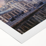 Art Deco poster of a Hungarian landscape in muted earth tones on rolled canvas, ideal for dining room wall art.
