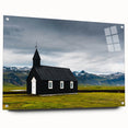 Acrylic print of a European Iceland landscape in cool blue and gray tones, suitable for dining room or bedroom decor.