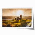 Rolled print of an Irish landscape featuring lush green fields and distant hills, ideal for art wall dining room.