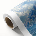 Art Deco poster of the Amalfi Coast in pastel shades on rolled canvas, ideal for nursery wall art.