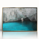 Acrylic print of Capri scenery in art deco style, framed in gold, suitable for modern art wall decor.