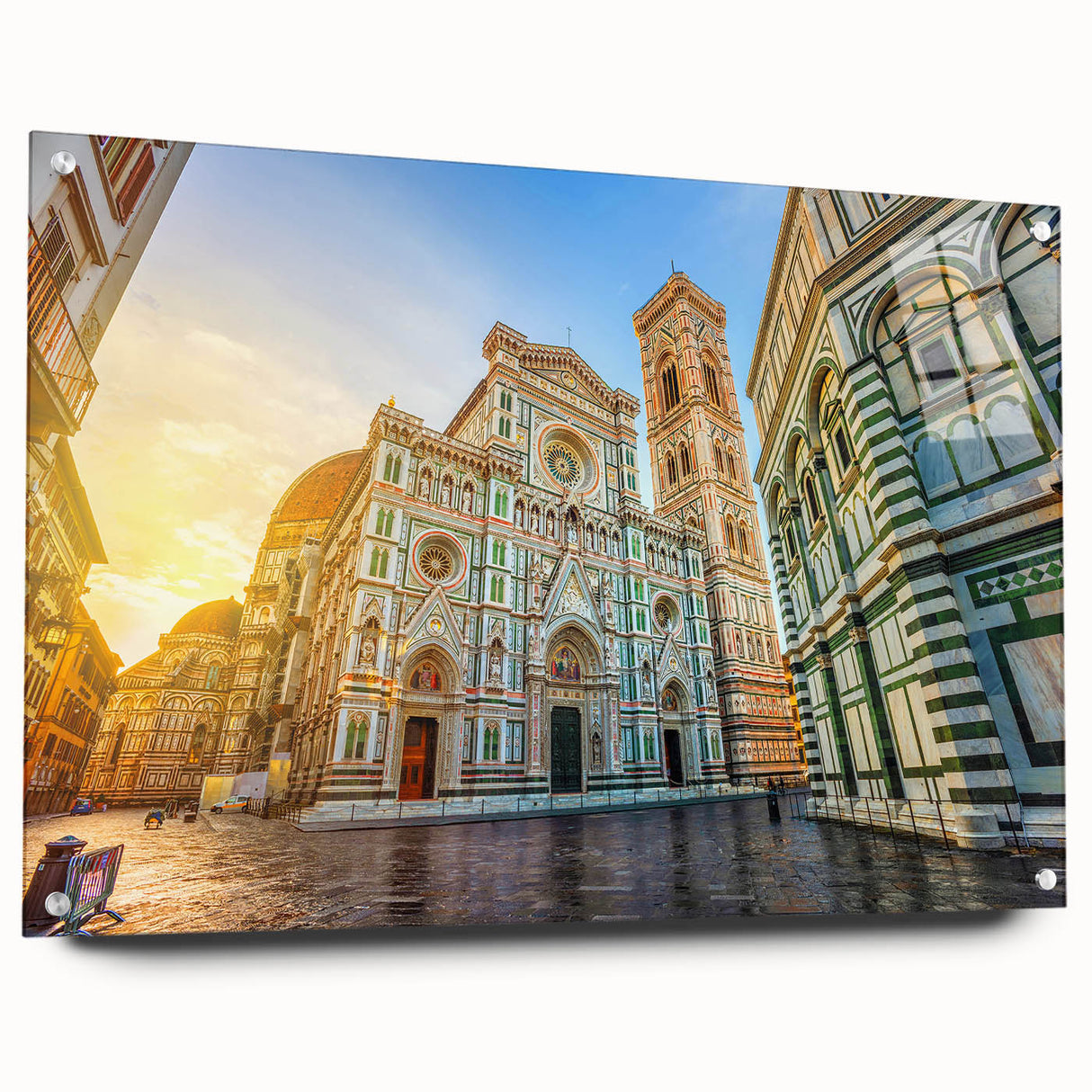 Acrylic print of Florence scenery with muted earth tones, ideal for dining room wall art.