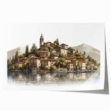 Extra large rolled print of Lake Como with vibrant green and blue tones, ideal for art wall dining room.