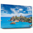 Acrylic print of a Sicilian landscape, featuring earthy tones and detailed textures, suitable for dining room decor.