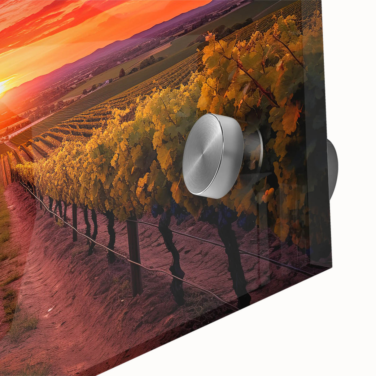Acrylic print of a large abstract Tuscan landscape in earthy tones, ideal for dining room art.