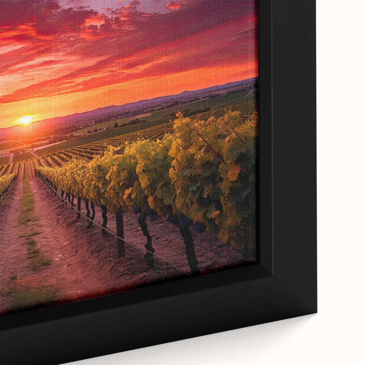 Extra large framed canvas depicting a textured Tuscan landscape in vibrant colors, ideal for living room decor.