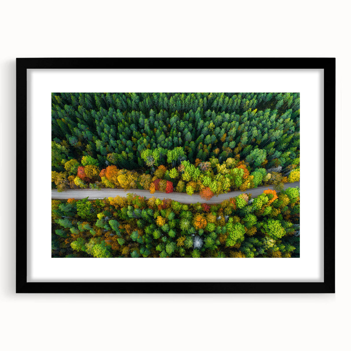 Extra large colorful abstract art print of a European scenery, textured on black framed canvas ideal for living room decor.
